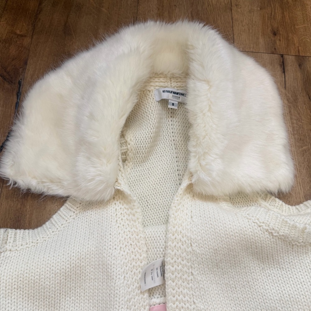 KAUFMAN FRANCO Fur Collar Cardigan Wool Blend Vest Size Small - Picture 6 of 15
